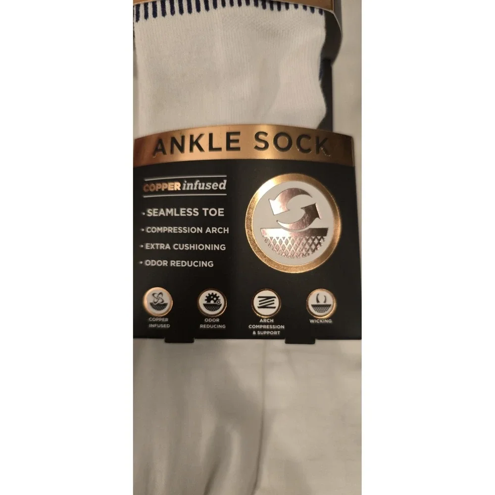 Copper Fit Infused Seamless Mens Ankle Socks‎ 3 Pairs ,  Size   6-12
